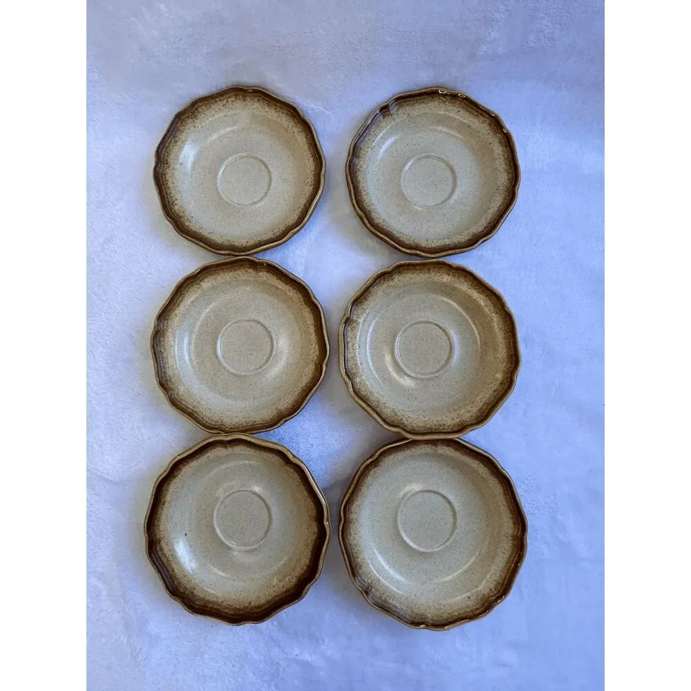 Vintage Mikasa Whole Wheat E8000 Saucer Plate Set of Six, 6